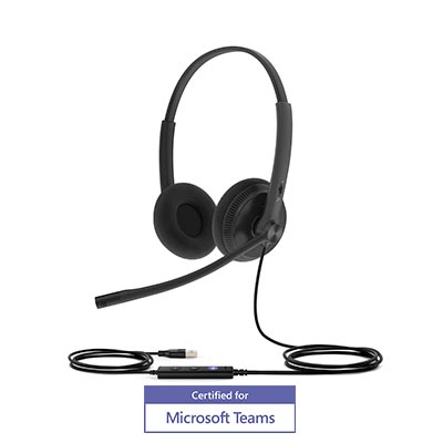 Yealink UH34 Dual Earpiece USB Headset With Leatherette Ear Cushions Teams edition