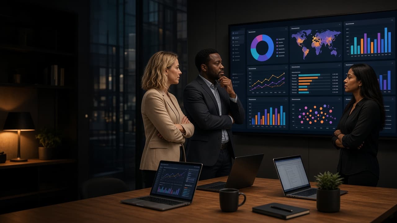 Data analytics and AI intelligence dashboard visual