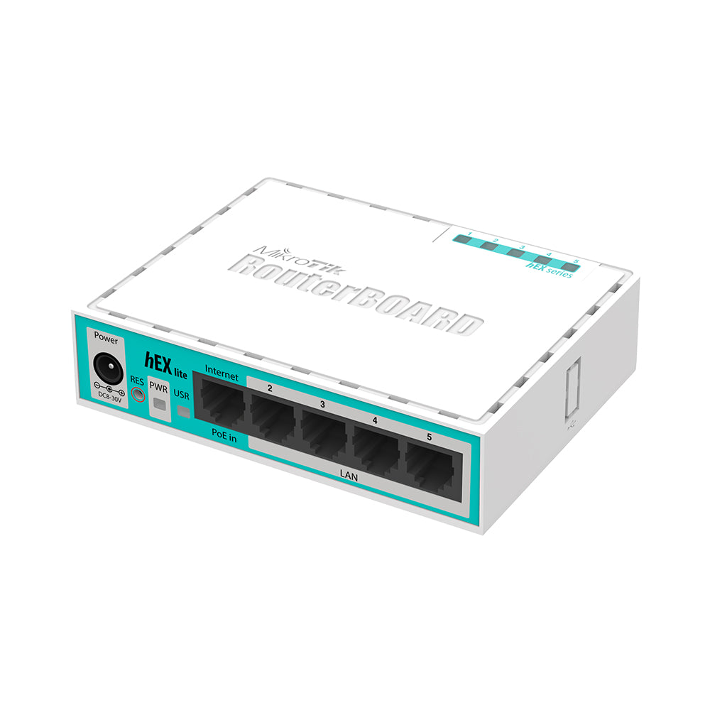 MikroTik hEX Lite - Desktop Router with 5x 10/100 Ports - ViBE COMPATIBLE (ViBE Base License not included)
