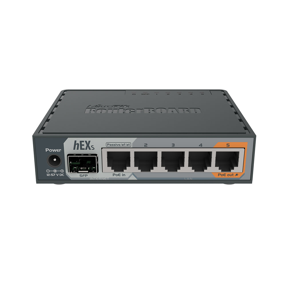 Mikrotik hEX S, 5x GB LAN ports, SFP, USB, POE-out on port #5, RouterOS L4, plastic case, PSU, IPSEC Hardware Encryption