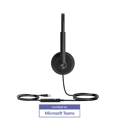 Yealink UH34 Dual Earpiece USB Headset With Leatherette Ear Cushions Teams edition
