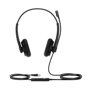 Yealink UH34 Lite Dual Earpiece USB Headset With Foam Ear Cushions Teams edition