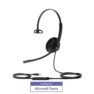 Yealink UH34 Lite Single Earpiece USB Headset With Foam Ear Cushions Teams edition